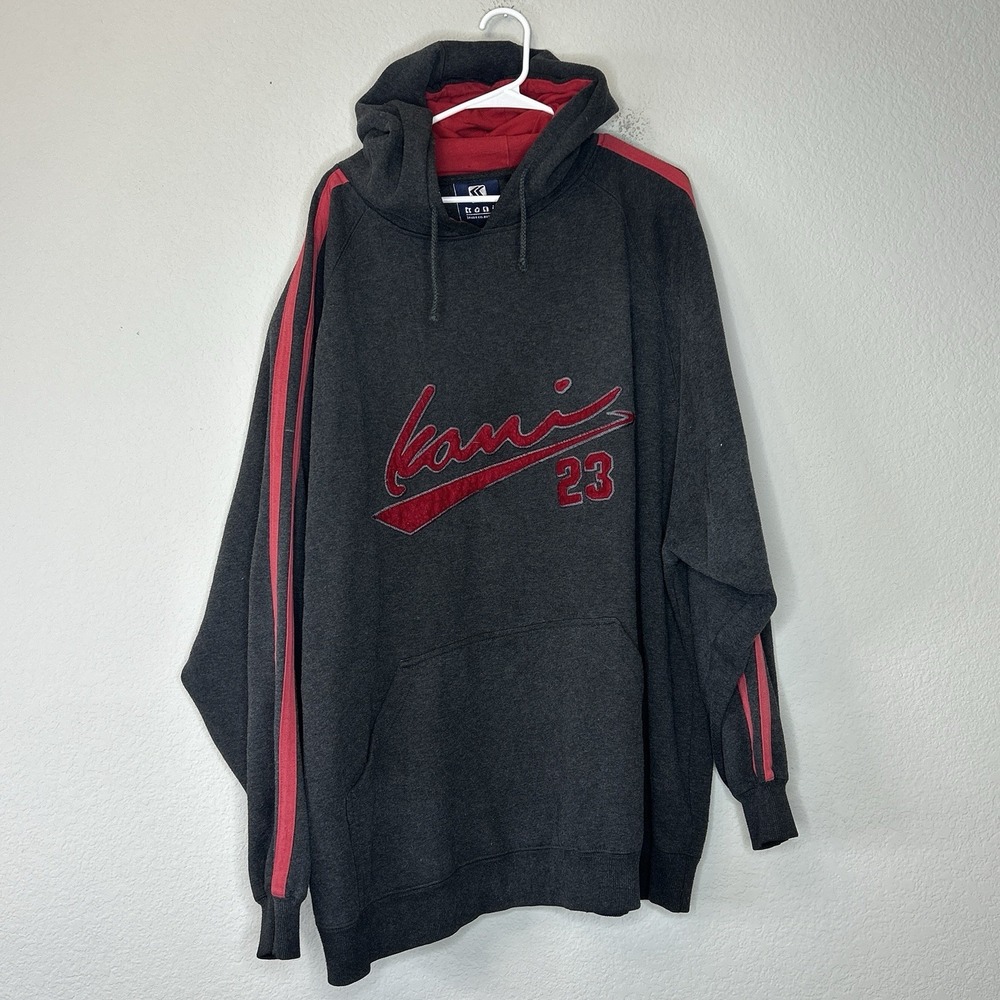 Vtg 90s Karl Kani Hoodie 4X Embroidered Script 23 Jordan Gray Red Hip Hop Baggy
